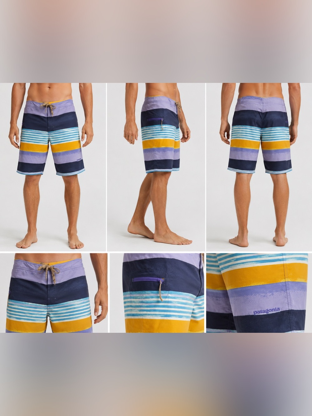 Patagonia Men’s Striped Board Shorts Swim Trunks Size 31 Multicolor 10”